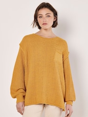 Apricot Yellow Mixed Stitch Pocket Jumper - Image 4 of 5