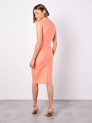 Apricot Orange V-Neck Bandage Midi Dress - Image 2 of 4