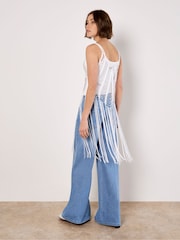 Apricot White Silver Beaded Fringe Top - Image 2 of 5