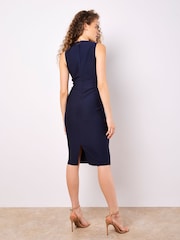 Apricot Blue V-Neck Bandage Midi Dress - Image 3 of 4