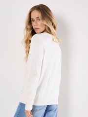 Apricot White Diamante Daisy Crew Neck Jumper - Image 2 of 4