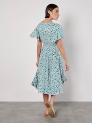 Apricot Blue Vivid Watercolour Ditsy Mini Dress - Image 4 of 5