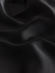 Black Textured Satin Short Sleeve Midi Dress - Image 8 of 9