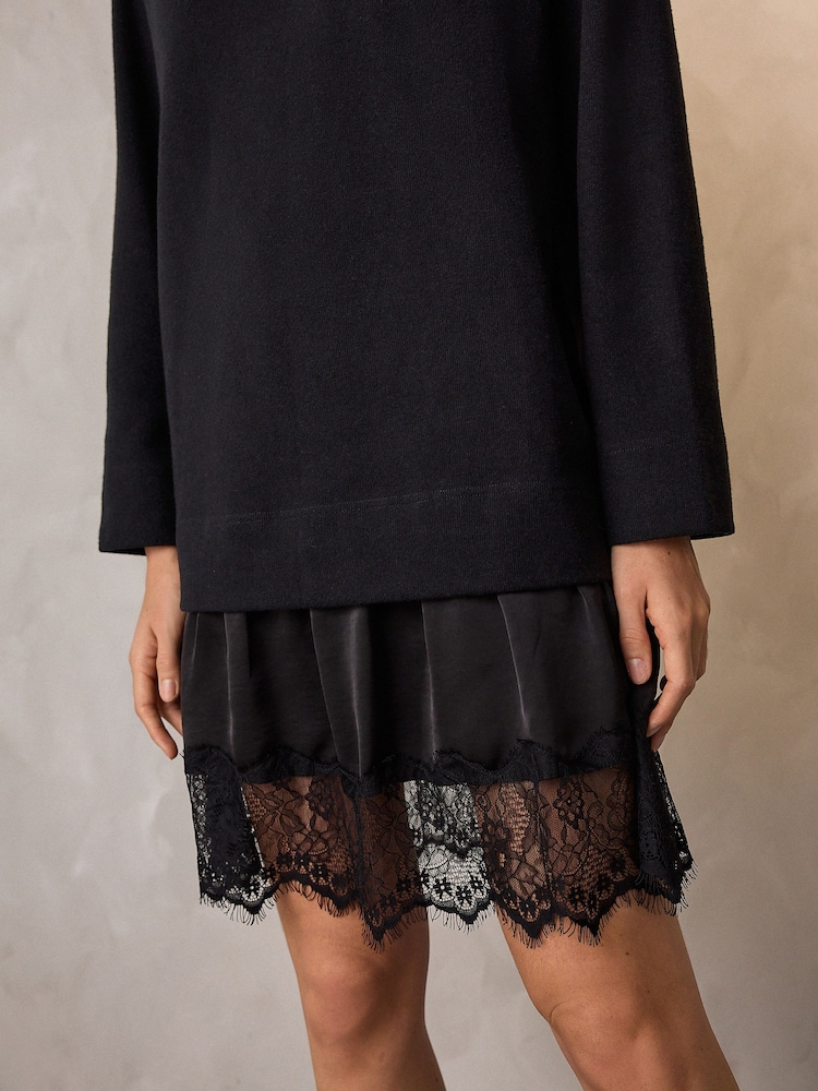 Preto - 2-In-1 Soft Touch Jumper Lace Skirt - Imagem 5 de 5