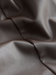 Chocolate Brown Faux Leather Midi Shirt Dress - Image 7 of 8