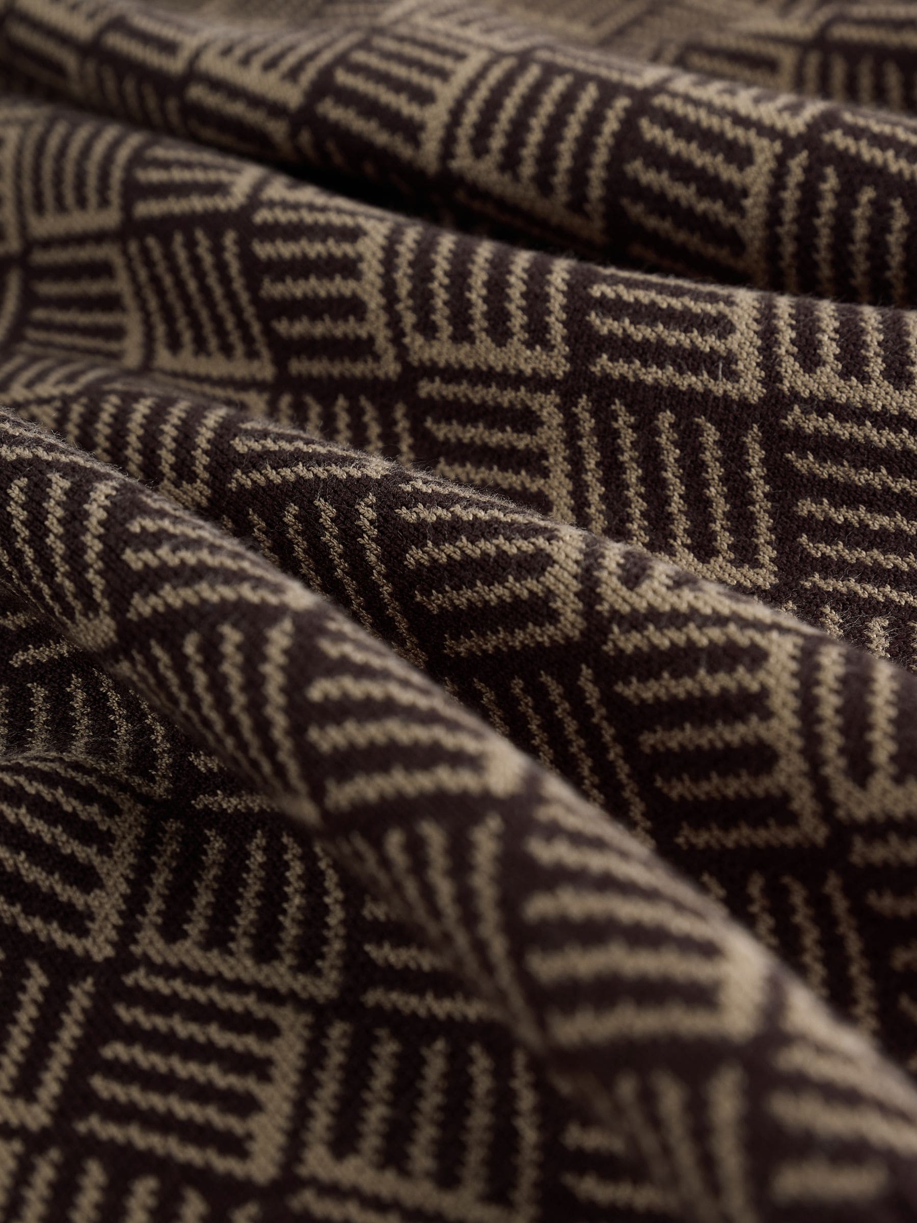 Buy Brown Regular Fit Jacquard Geo Quarter Zip Neck Jumper from