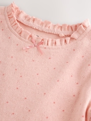 Pale Pink Spot Long Sleeve Pointelle T-Shirt (3mths-7yrs) - Image 6 of 8