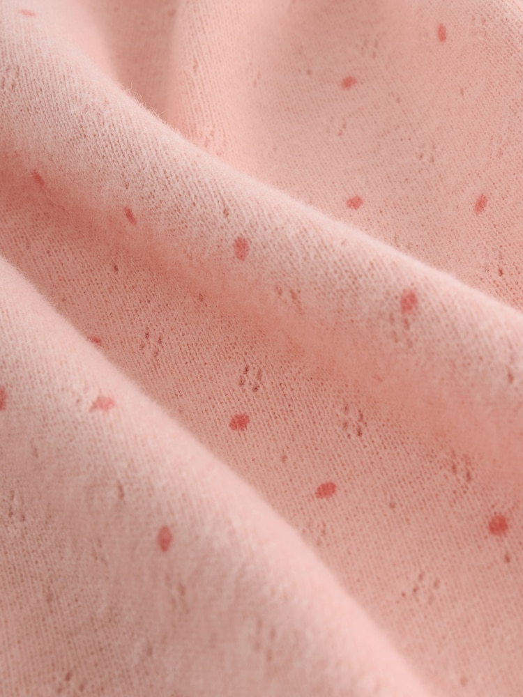 Pale Pink Spot Long Sleeve Pointelle T-Shirt (3mths-7yrs) - Image 8 of 8