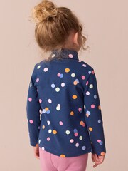 Navy Rainbow Spot Long Sleeve Roll Neck Top (3mths-7yrs) - Image 4 of 9