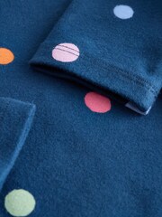 Navy Rainbow Spot Long Sleeve Roll Neck Top (3mths-7yrs) - Image 8 of 9