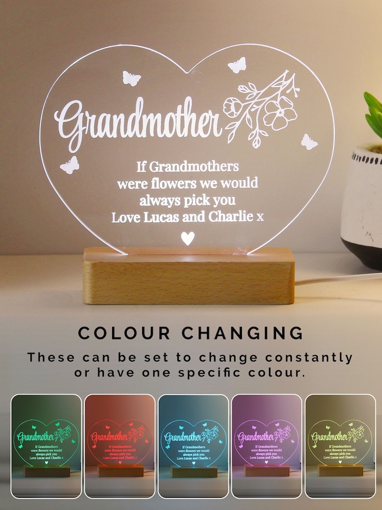 Personalised Floral Heart LED Light by PMC - Image 1 of 4