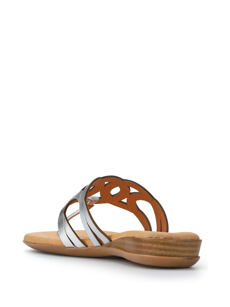 Jones Bootmaker Silver Guava Leather Toe-Post Sandals - Image 3 of 5