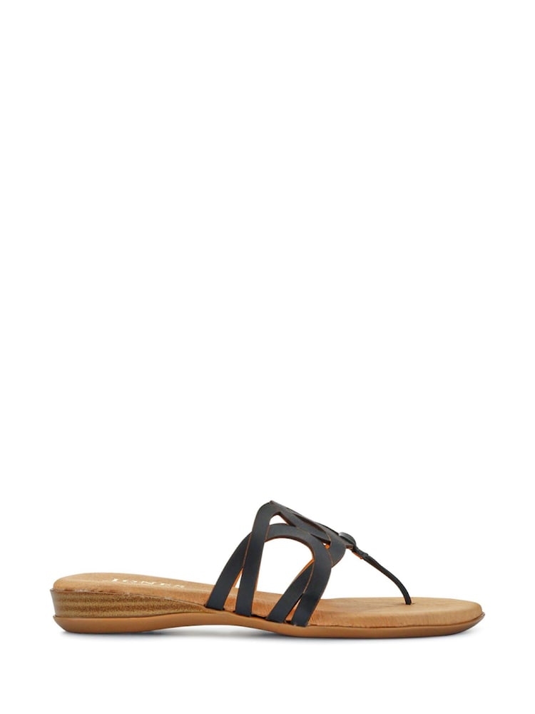 Negro - Sandalias con tira en la punta de cuero color guayaba de Jones Bootmaker - Imagen 1 de 5