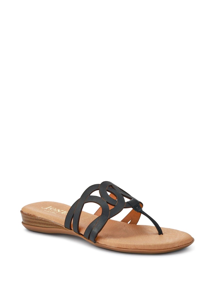 Negro - Sandalias con tira en la punta de cuero color guayaba de Jones Bootmaker - Imagen 2 de 5
