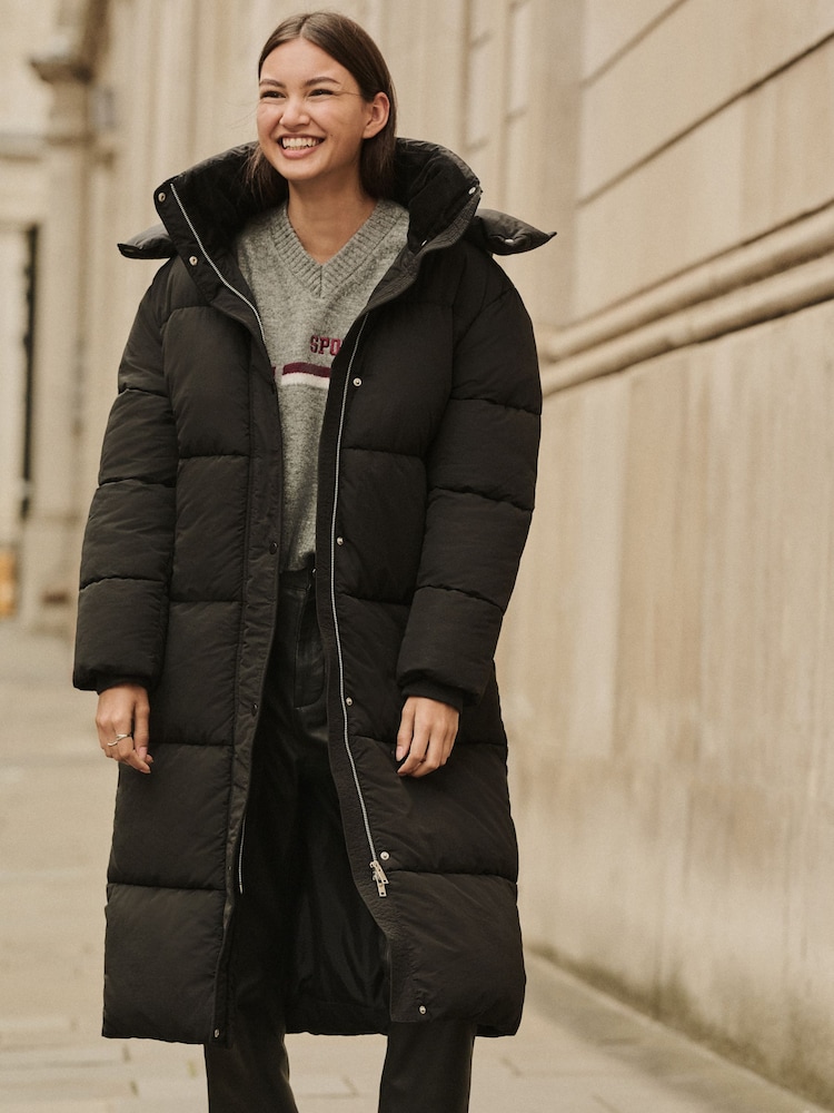 Black Long Padded Coat - Image 1 of 9