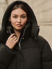 Black Long Padded Coat - Image 5 of 9