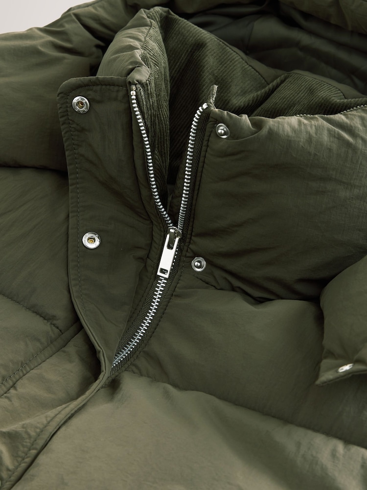 Khaki Green Shower Resistant Long Padded Coat - Image 13 of 13