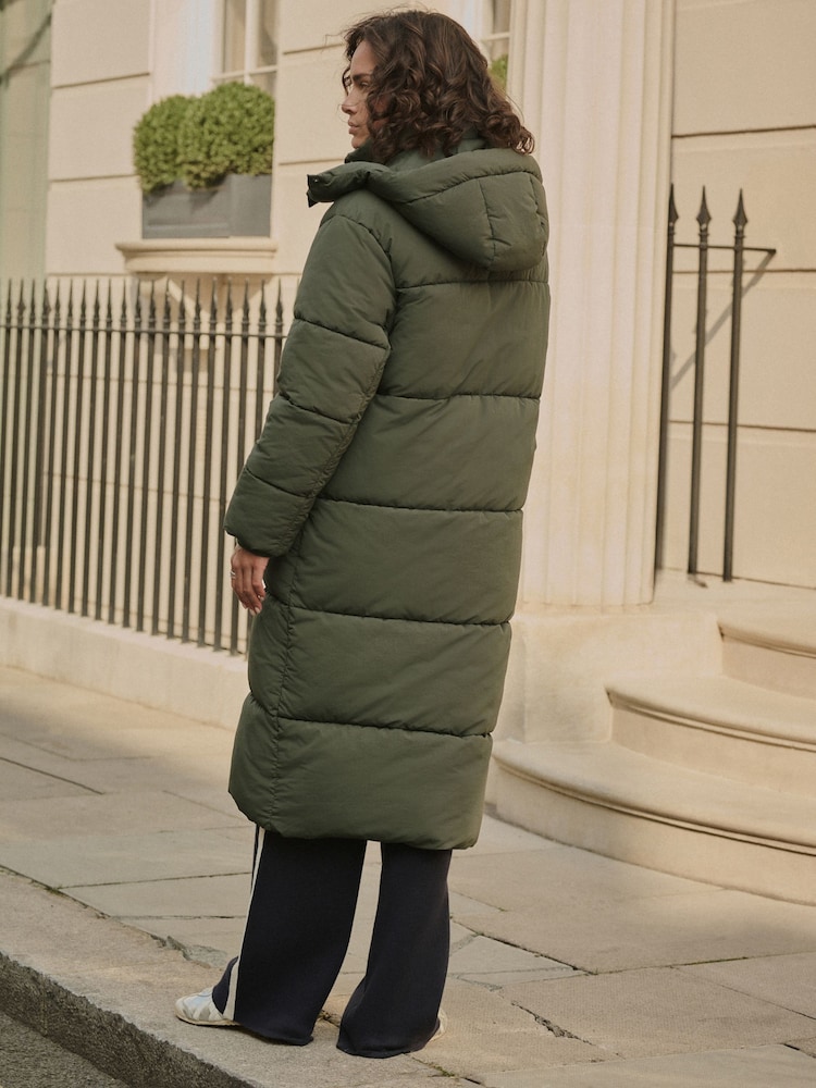 Khaki Green Long Padded Coat - Image 2 of 8 Khaki Green Long Padded Coat - Image 2 of 8