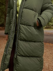 Khaki Green Shower Resistant Long Padded Coat - Image 9 of 13