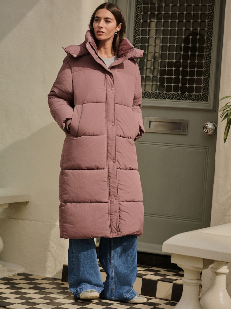 Rose Pink Long Padded Coat - Image 2 of 8 Rose Pink Long Padded Coat - Image 2 of 8
