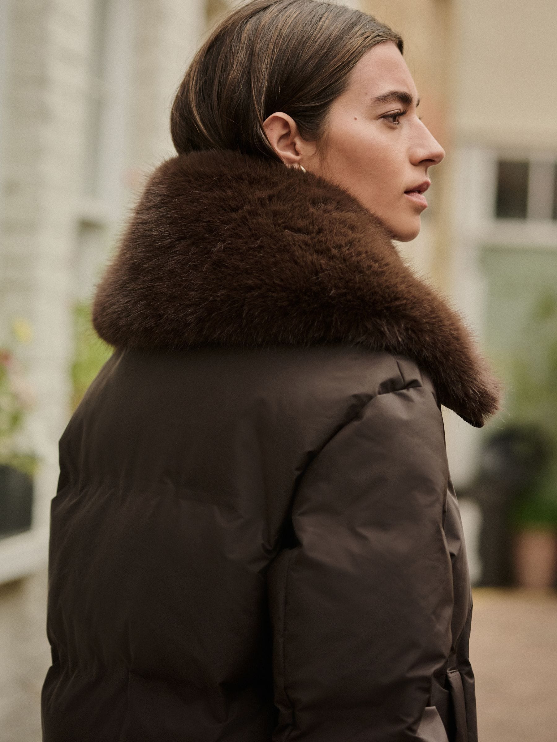 Buy Chocolate Brown Premium Longline Padded Coat with Faux Fur