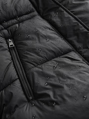 črna - Short Padded Coat with Faux Fur Trim Hood and Cuffs - Slika 6 iz 9
