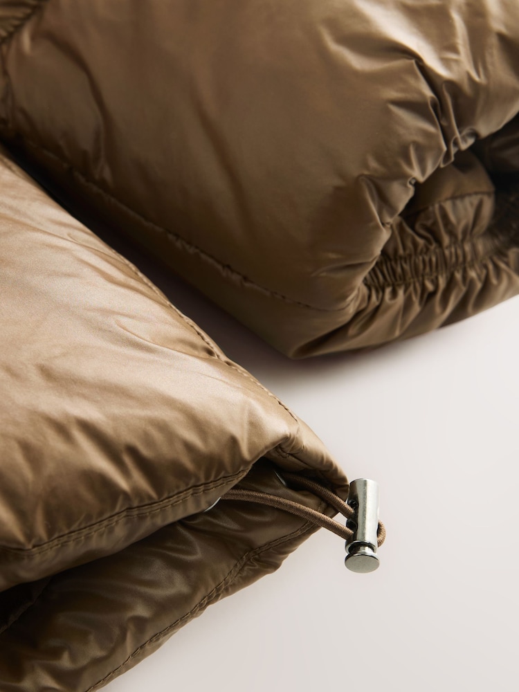 Olive Green High Shine Padded Coat - Image 10 of 10