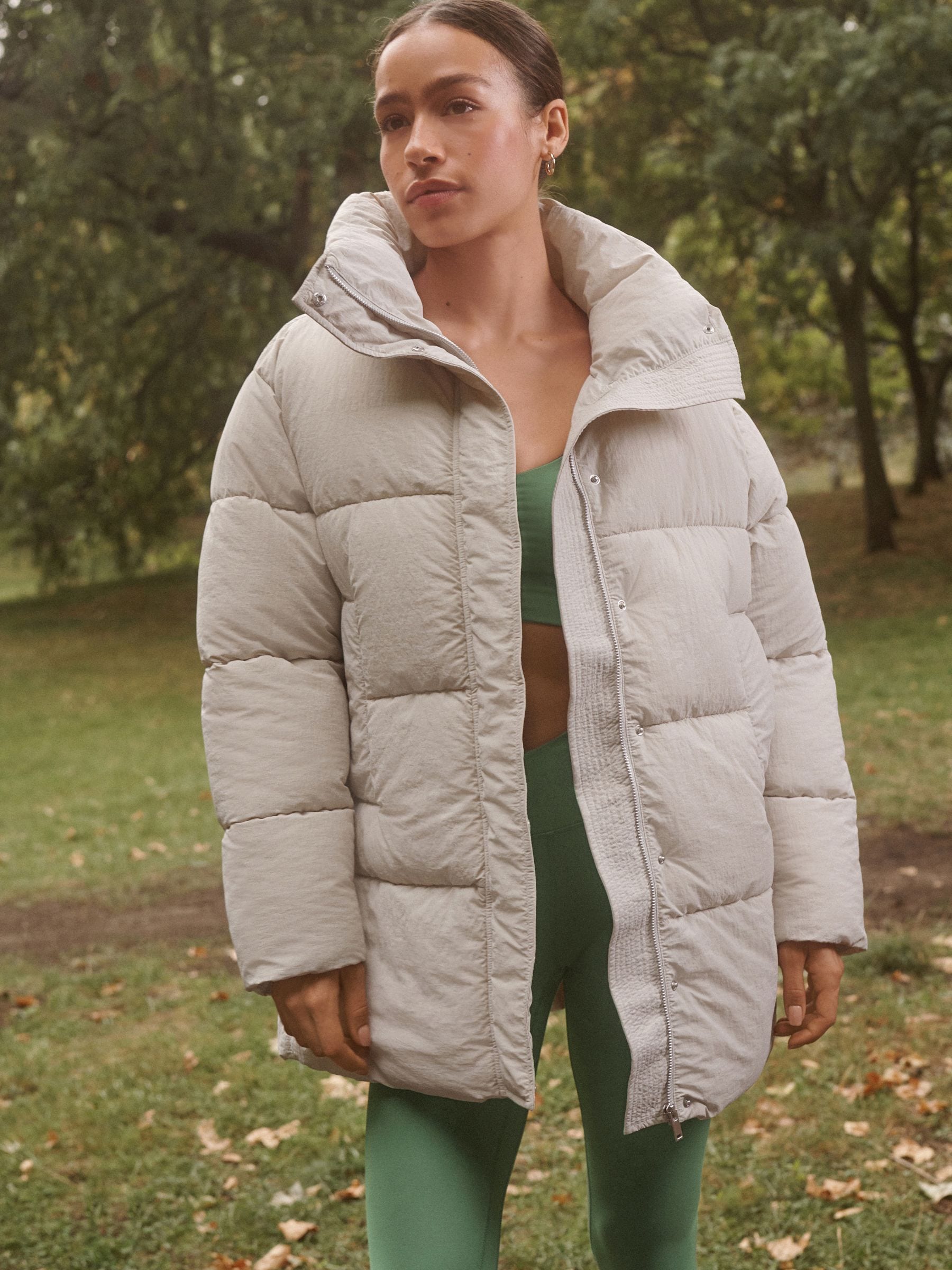 Padded Coat Puffer Cream Coat Cream Hooded Longline Puffer Coat