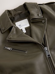 Green N. Premium Real Leather Biker Jacket - Image 2 of 4