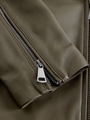 Green N. Premium Real Leather Biker Jacket - Image 3 of 4