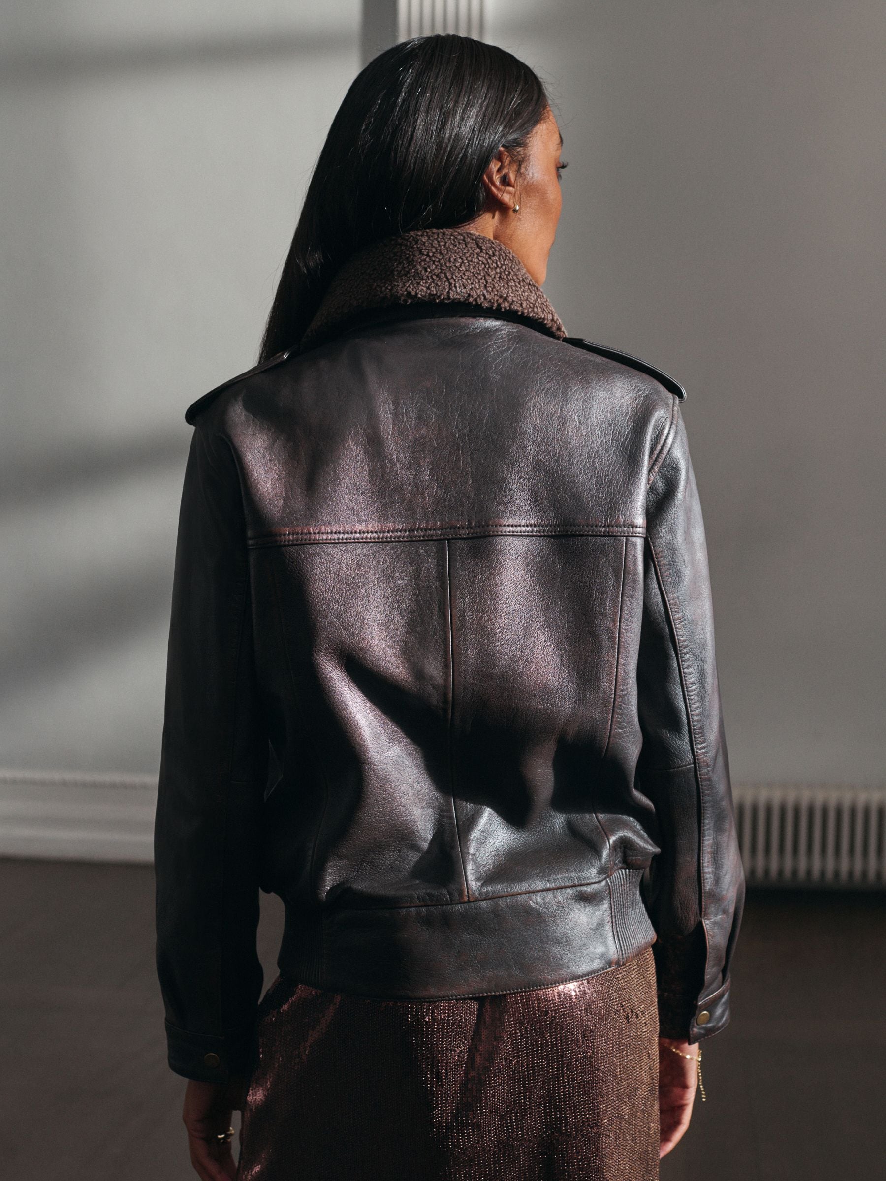 Buy Chocolate Brown N. Premium Real Leather Flight Jacket from the