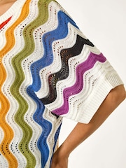 Roman Black Vertical Striped Wave Knit Jumper - Image 5 of 5