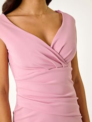 Roman Pink Bardot Wrap Front Dress - Image 5 of 5