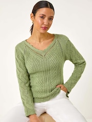 Roman Green Scallop Detail Knit Jumper - Image 1 of 5