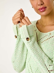 Roman Green Diamond Textured Crochet Jumper - Image 5 of 5