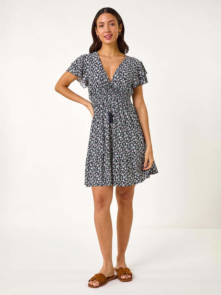 Roman Blue Ditsy Frill Stretch Dress - Image 2 of 5