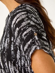 Roman Black Print Button Detail Top - Image 5 of 5