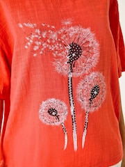 Roman Orange 100% Cotton Dandelion Hotfix Tunic Top - Image 5 of 5