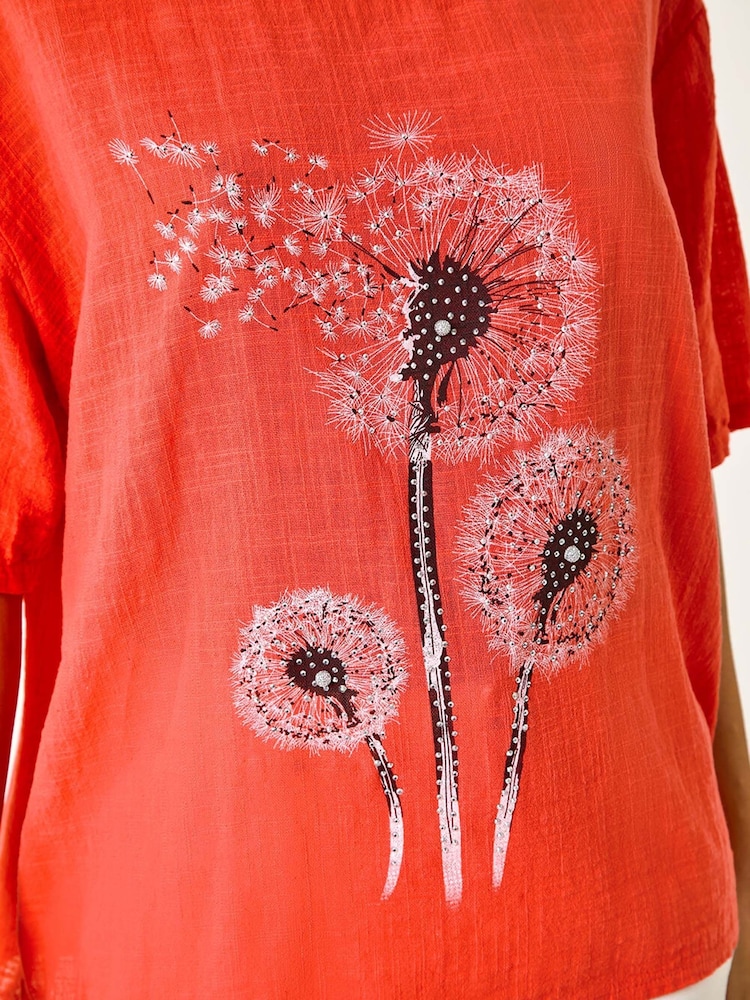 Roman Orange 100% Cotton Dandelion Hotfix Tunic Top - Image 5 of 5