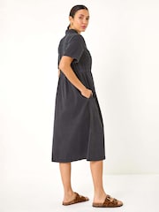 Roman Black Denim Zip Midi Dress - Image 2 of 5