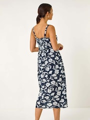 Roman Blue Floral Print Midi Sundress - Image 2 of 5