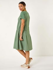 Roman Green Gathered Mix Smock Dress - Image 3 of 5