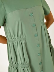 Roman Green Gathered Mix Smock Dress - Image 5 of 5