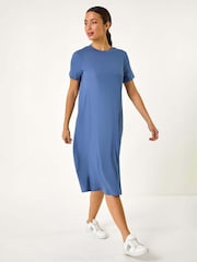 Roman Blue Plain Stretch T-Shirt Dress - Image 1 of 5