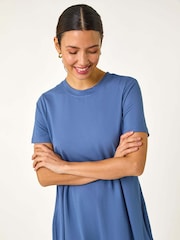 Roman Blue Plain Stretch T-Shirt Dress - Image 2 of 5