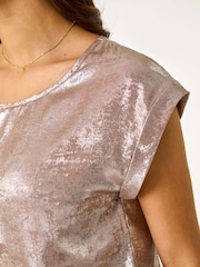 Roman Metallic Metallic Print Shell Top - Image 5 of 5