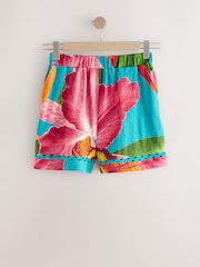 Turquoise Blue 100% Cotton Jersey Summer Shorts - Image 5 of 7