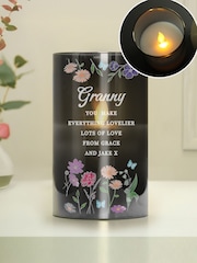 Personalised Wild Flowers Glass Led Candle by PMC - Image 2 of 4