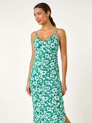Roman Green Floral Strappy Midi Dress - Image 3 of 5