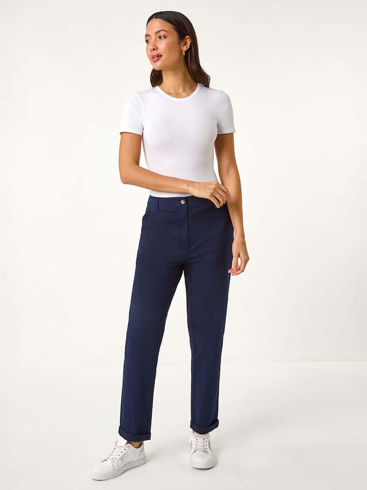 Roman Blue Plain Cotton Chino Trousers - Image 2 of 5